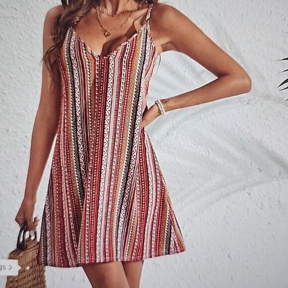 Chevron Stripped Mini Dress NWOT - Picture 1 of 3